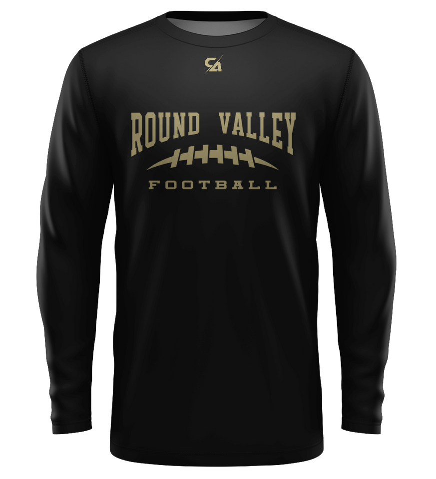 Round Valley Football Long Sleeve Shirt - Vegas Gold Lettering