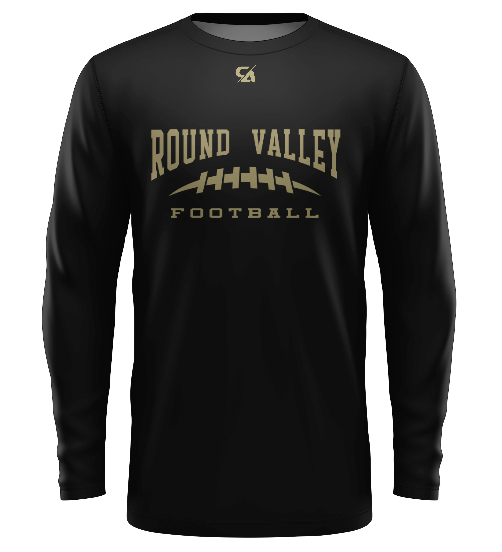 Round Valley Football Long Sleeve Shirt - Vegas Gold Lettering